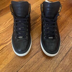 Jimmy Choo Black Croc-Embossed Sneakers